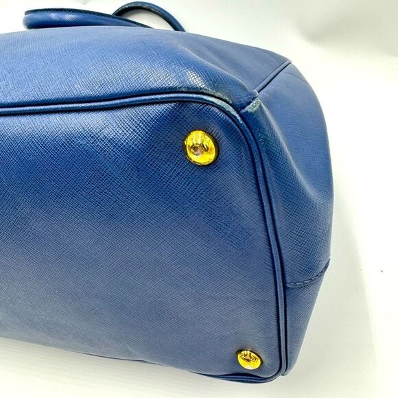 Auth Prada Blue Azzuro Saffiano Leather Galleria Double Zip Lux Tote Bag Large - Picture 12 of 15